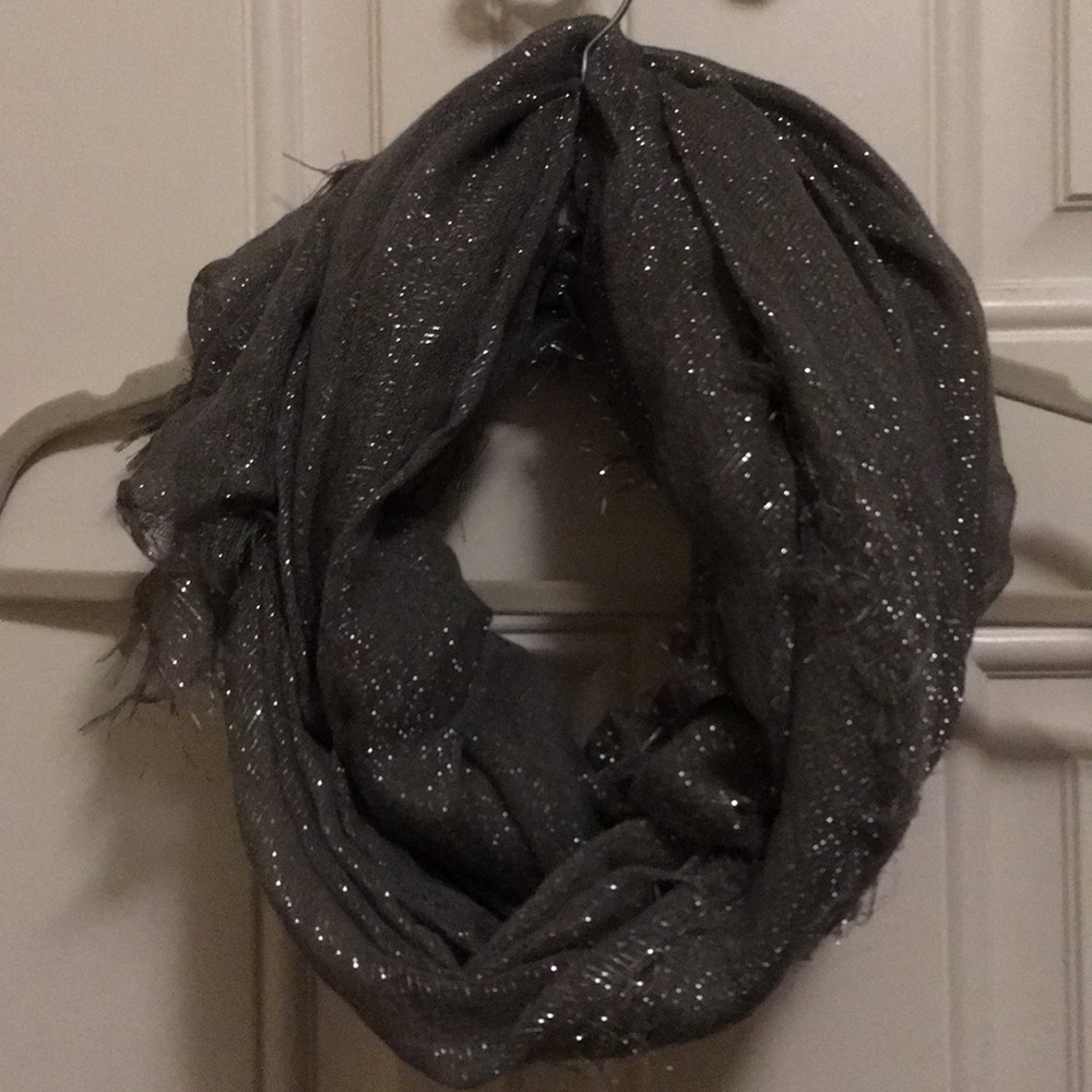 Gray scarf with silver accent